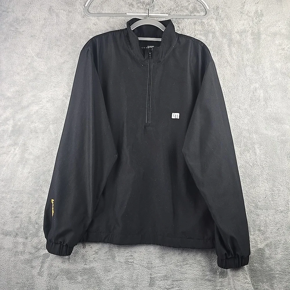 LoudMouth LM Golf Jacket Mens Large Black 1/4 Zip PullOver Net Liner Cinch Waist